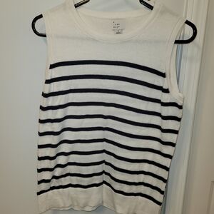 A New Day Black and White Striped Sweater Tank Top